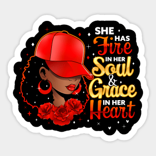 She Has Fire In Her Soul and Grace In Her Heart, Black Woman Sticker